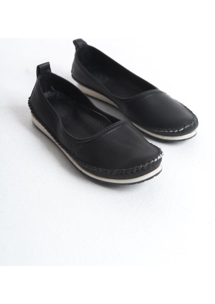 Kadın Deri Babet Dikişli Düz Taban Tam Kalıp Rahat Günlük Ayakkabı fırsatları