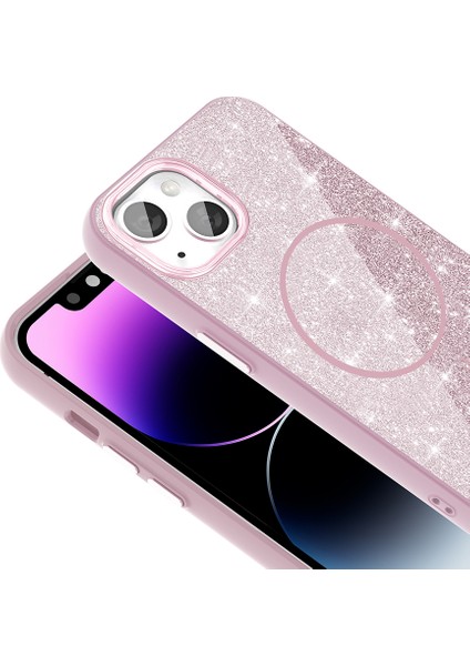 iPhone 13 Kılıf Magsafe Şarj Özellikli Parlayan Simli Okso Kılıf modelleri