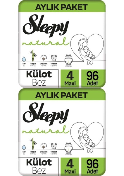Külot Bebek Bezi Natural Beden:4 (7-14KG) Maxi 192 Adet Ekonomik Ultra