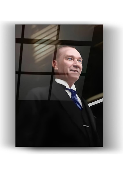 Gazi Mustafa Kemal Atatürk Yapay Zeka Görseli Cam Tablo- Ev ve Ofis Dekorasyonu- Modern-Atatürk