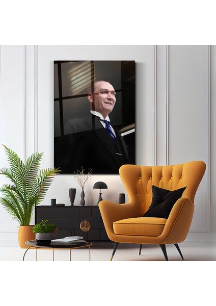 Gazi Mustafa Kemal Atatürk Yapay Zeka Görseli Cam Tablo- Ev ve Ofis Dekorasyonu- Modern-Atatürk