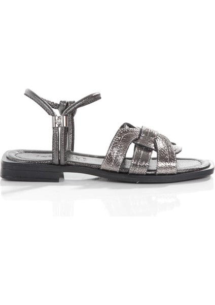 MİA028-3012 Hakiki Deri Kadın Günlük Ortopedik Platin Tatil Sandalet fırsatları