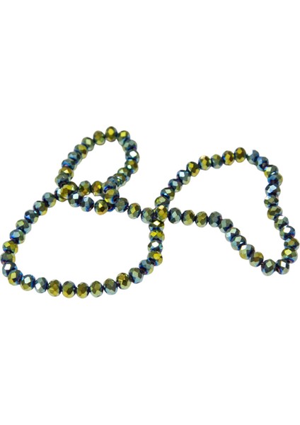 6 mm Kaplama Yeşil Kristal Cam Boncuk 1 Dizi - (80-85 Adet)