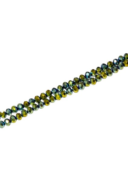 6 mm Kaplama Yeşil Kristal Cam Boncuk 1 Dizi - (80-85 Adet)