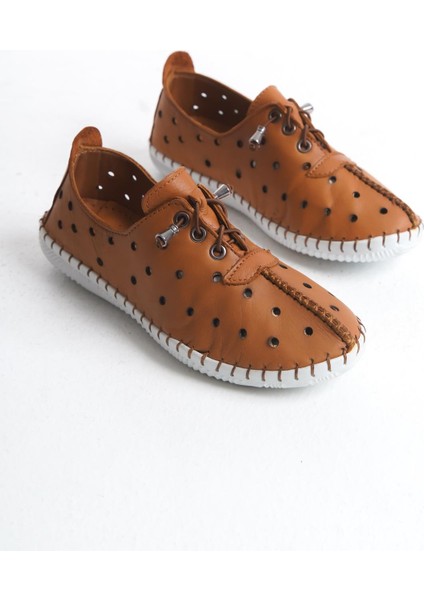 Kadın Hakiki Deri Önü Dikiş Detaylı Bağcıklı Günlük Ayakkabı fırsatları