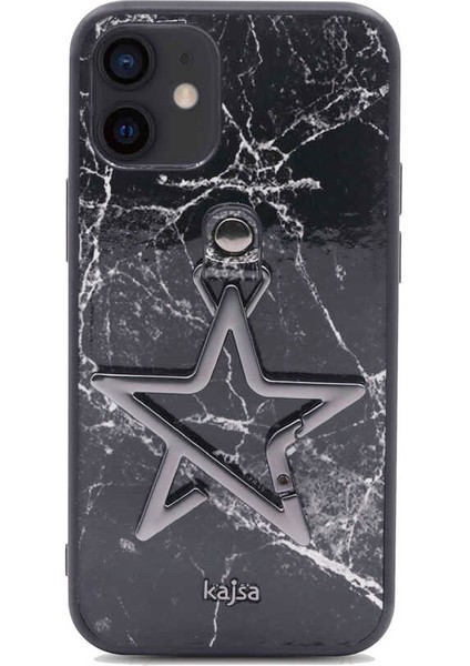 Teleplus iPhone 12 Kılıf Kajsa Yıldız Serisi Mermer Kapak