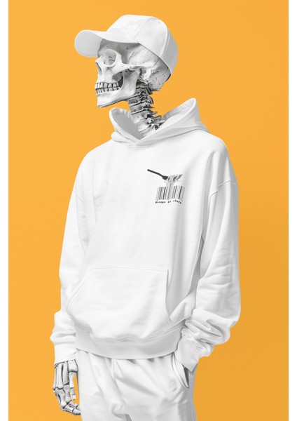 Spaghetti Barcode 3iplik Şardonlu Premium Hoodie