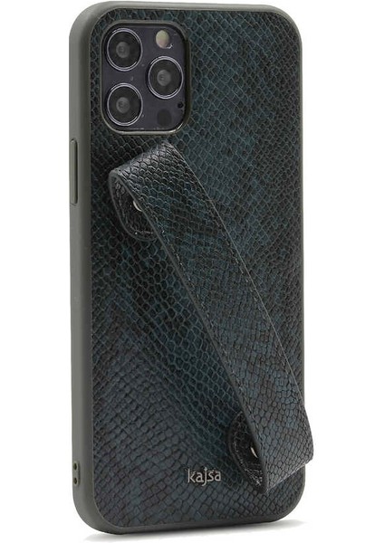 Teleplus iPhone 12 Pro Kılıf Kajsa Glamorous Yılan Derisi Desenli Handstrap Kapak