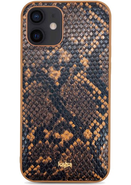 Teleplus iPhone 12 Kılıf Kajsa Glamorous Serisi Yılan Derisi Desenli Kapak