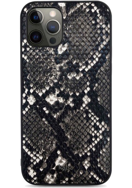 Teleplus iPhone 12 Pro Kılıf Kajsa Glamorous Serisi Yılan Derisi Desenli Kapak