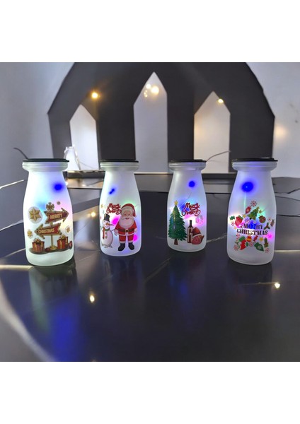 Rgb Renkli LED Işıklı Cam Kavanoz Işıklı Kavanoz Vıp 12 cm 4 Adet Yılbaşı Işıkları Yılbaşı Dekorları