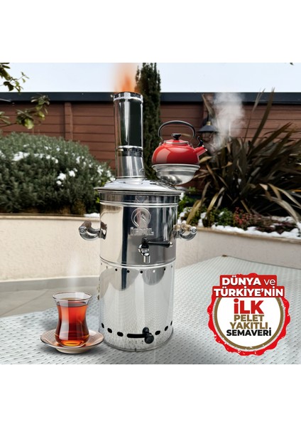 İFYIL Pelet Yakıtlı Dumansız Paslanmaz Çelik 4,5 Litre Semaver (Peletli)