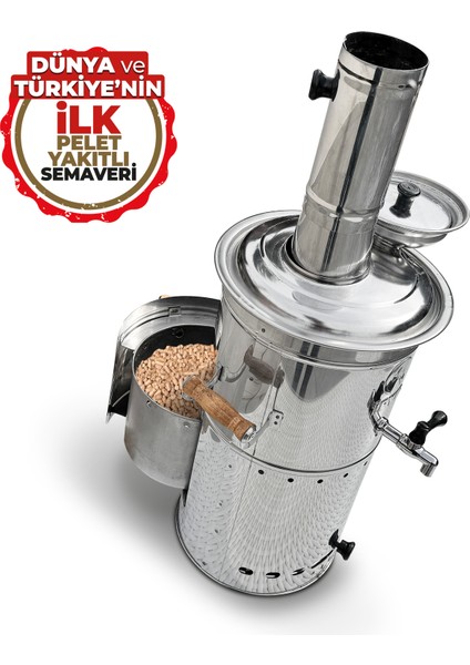 İFYIL Pelet Yakıtlı Dumansız Paslanmaz Çelik 4,5 Litre Semaver (Peletli)