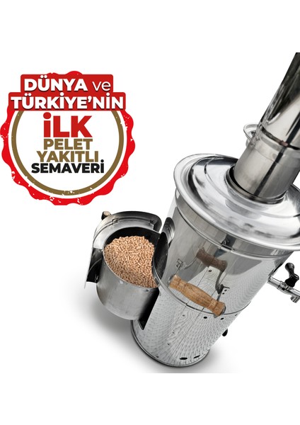 İFYIL Pelet Yakıtlı Dumansız Paslanmaz Çelik 4,5 Litre Semaver (Peletli)