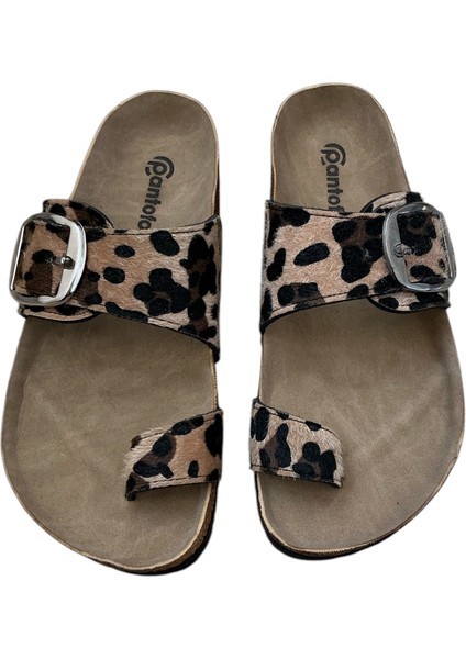 Tek Tokalı Leopar Parmak Arası Terlik modelleri