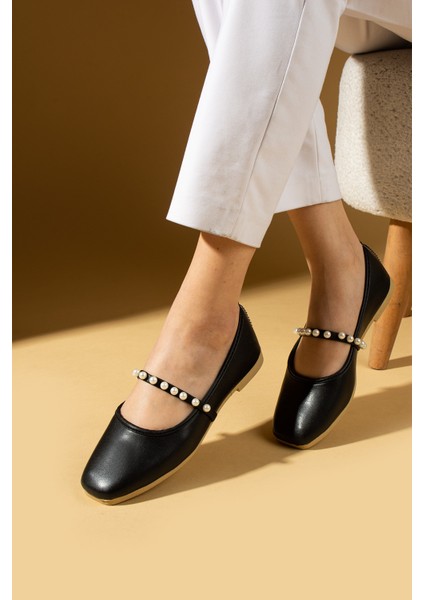 Küt Burun Inci Detaylı Tek Bant Hafif Rahat Kalıp Kadın Babet 81-119-25 fiyatları