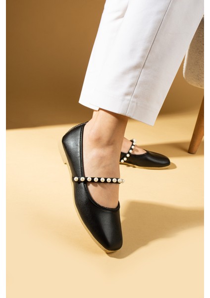 Küt Burun Inci Detaylı Tek Bant Hafif Rahat Kalıp Kadın Babet 81-119-25 modelleri