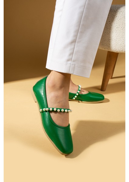 Küt Burun Inci Detaylı Tek Bant Hafif Rahat Kalıp Kadın Babet 81-119-25 modelleri