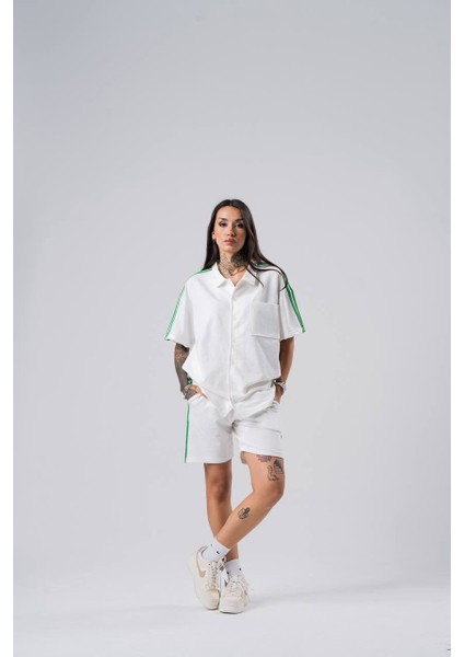 Şeritli Oversize Unisex Alt-Üst Takım