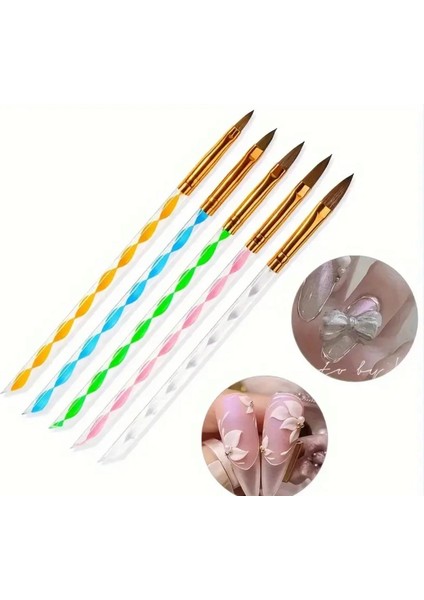 5'li Akrilik Fırçası-Jel Fırça-Protez Tırnak Fırça-Uv Gel Fırça