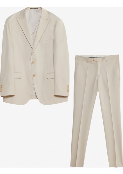 Slim Fit Dar Kesim Kırlangıç Yaka Kapak Cepli Esnek Takım Elbise