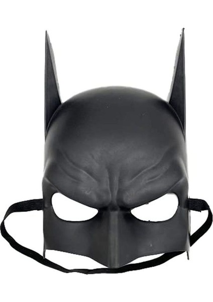 Siyah Renk Çocuk Boy Arkadan Lastikli Batman Maskesi Kalite 20 x 14 cm