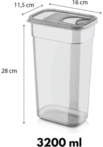 3’lü Sürgülü Kapaklı Saklama Kabı Seti – Antrasit Renk (3200 Ml, 2000 Ml, 1300 Ml)
