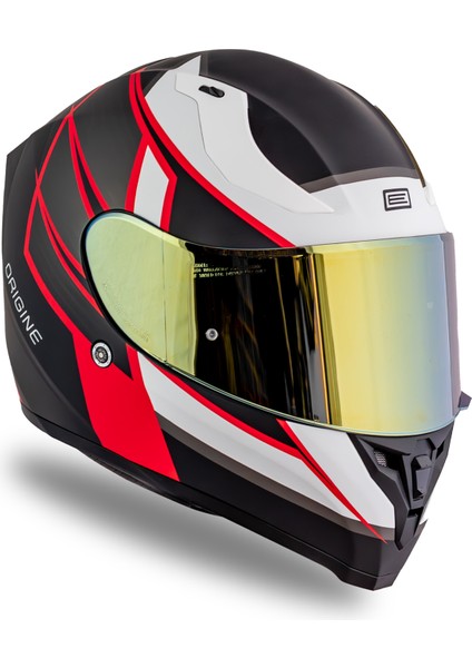 Strada Competition Beyaz-Kırmızı-Siyah Kask ( Güneş Vizörlü )