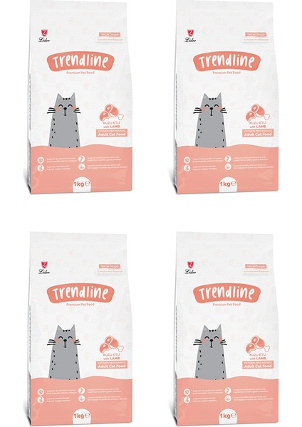 Kuzu Etli & Pirinçli Yetişkin Kedi Maması 4 adet 1 kg