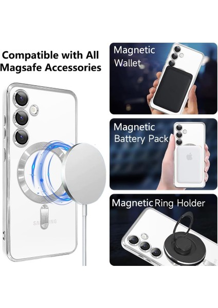 Galaxy S25 Kılıf Kamera Lens ve Hoparlör Toz Korumalı Magsafe Şarj Özellikli Esnek Silikon