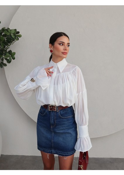Ekru Büzgülü Gömlek fiyatları