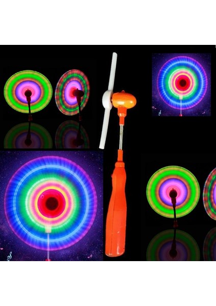 Flashing Light LED Spinning Renkli LED Işıklı Dönen Ufo Pervane Sesli Işıklı Turuncu Değirmen Işık