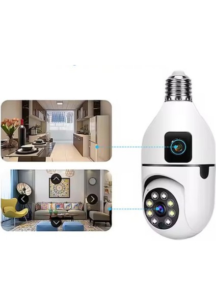 Blue Inter Int- cmr 40 Çift Kameralı 4K Full Hd Hareket Sensörlü 360 Derece Başlıklı Güvenlik Kamerası