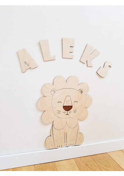 Ahşap Aslanlı Çocuk Odası Dekorasyonu, Safari Bebek Odası Dekoru, Bebek Odası Duvar Sanatı fırsatları