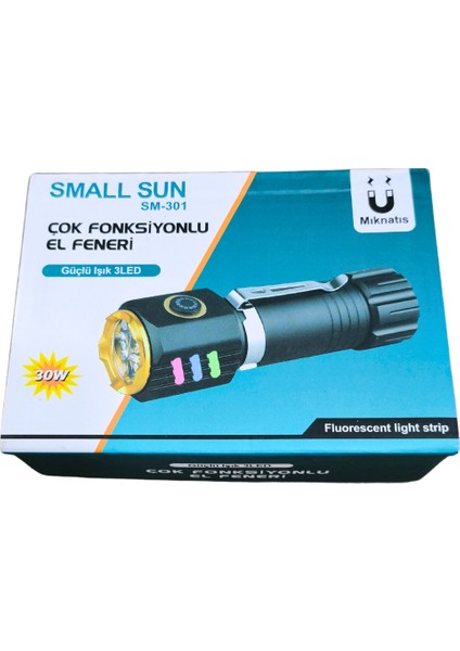 Small Sun 30 W Çok Fonksiyonlu El Feneri – Su Geçirmez Metal Tasarım