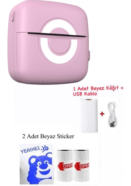 Mini Akıllı Pembe Yazıcı Cep Telefonu Bluetooth Taşınabilir Termal Fotoğraf Etiket