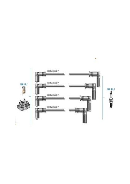 7715 - Buji Kablosu + Bobin Kablosu Dkş Slx / Tempra Tıpo Uno 1.4 1.6 Karbüratörlü