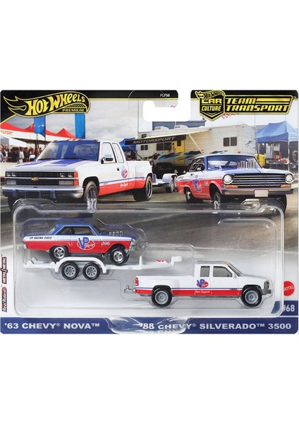 Hotwheels Team Transport 63 Chevy Nova & 88 Chevy Sılverado 3500