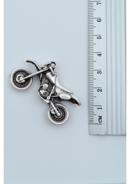 Cross Motor Gümüş Kaplama Deri İp Kolye