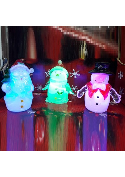 3 Adet Vıp Renkli LED Işıklı Işıklı Noel Baba Kardan Adam Yılbaşı Işıkları LED Işıklı Noel Baba