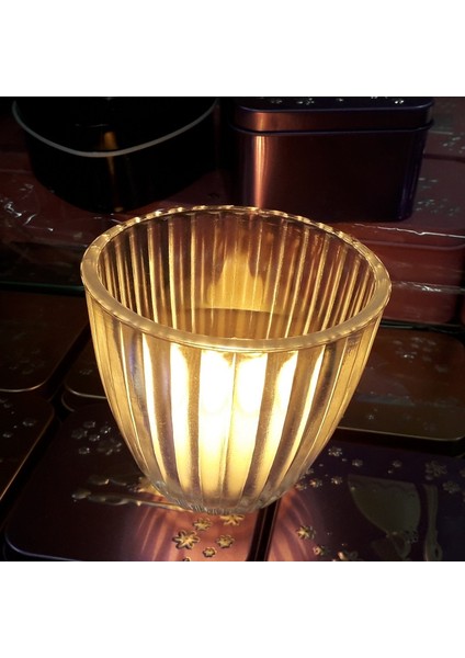 Kır Düğünü Kına Gecesi Dekor Mumluk 14 Adet Büyük Boy Tea Light Cam Mumluk 7 x 4 x 8 cm Cam Mumluk