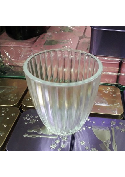 Kır Düğünü Kına Gecesi Dekor Mumluk 14 Adet Büyük Boy Tea Light Cam Mumluk 7 x 4 x 8 cm Cam Mumluk