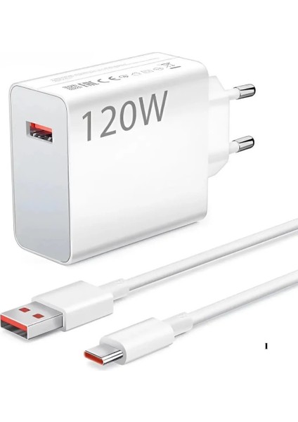 120W Turbo Ultra Hızlı Akım Korumalı Şarj Aleti Usb- Type-C Kablo ve Adaptör Şarj Seti