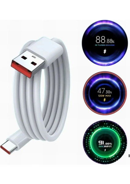 120W Turbo Ultra Hızlı Akım Korumalı Şarj Aleti Usb- Type-C Kablo ve Adaptör Şarj Seti