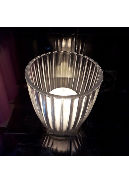 Kır Düğünü Kına Gecesi Dekor Mumluk 7 x 4 x 8 cm Cam Mumluk 7 Adet Büyük Boy Tea Light Cam Mumluk