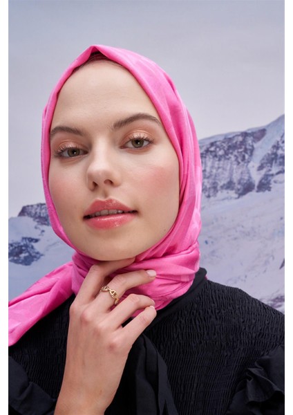 Yazı Desen Jakar Italyan Ipekli Şal Koyu Pembe fiyatları