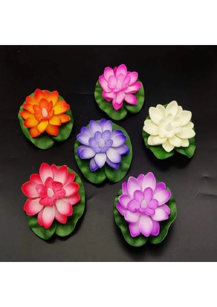 Dekor Düğün Mumları 6 Adet Işıklı Su Mumu Suda Yüzen Lotus Çiçekleri Pilli Mum Water Floating Candle indirimleri