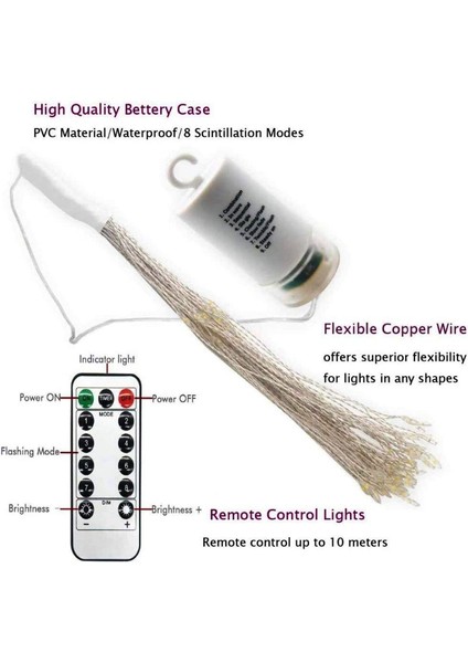 Dekor Düğün Işıkları LED Işık Fire Work Warm Light LED Renkli LED Işık Kumandalı LED Işık