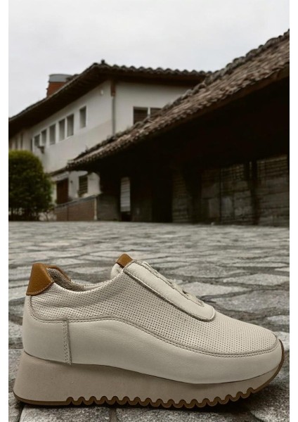 D25ya-3540 Krem Deri Tam Ortopedik Kadın Casual Günlük Ayakkabı fiyatları