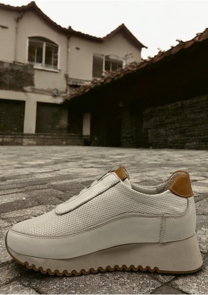 D25ya-3540 Krem Deri Tam Ortopedik Kadın Casual Günlük Ayakkabı modelleri